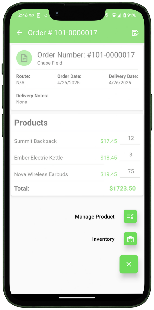 Invoice & Payments - Mobile app interface for creating invoices and processing payments